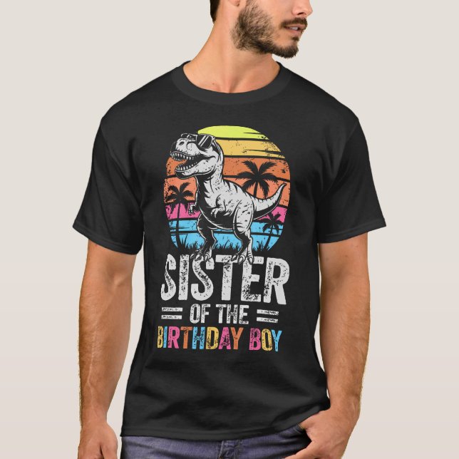 Camiseta Irmã do Dinossauro da Festa de Aniversário (Frente)