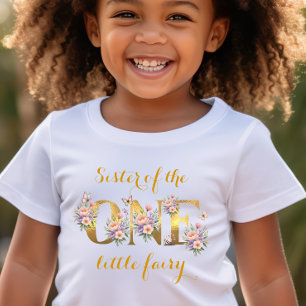 Camiseta Irmã do jardim das fadas festa de 1º aniversário
