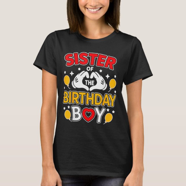Camiseta Irmã do Menino de Aniversário Família Combinando P (Frente)