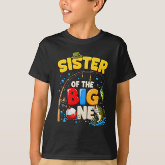 Camiseta Irmã Do Menino Do Aniversário De Pesca O Grande Um