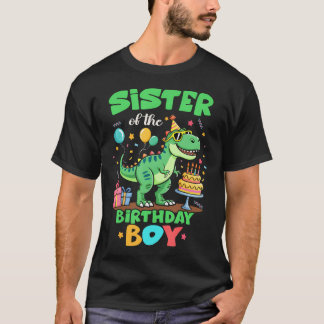 Camiseta Irmã Do Menino Do Aniversário Família De Dinossaur