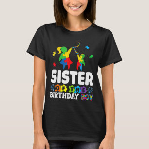 Camiseta Irmã Do Menino Do Aniversário Suporte Conscientiza