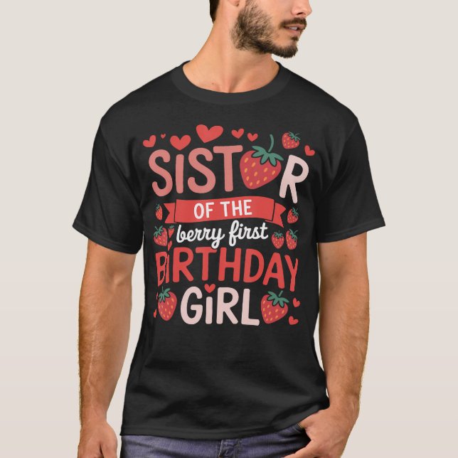 Camiseta Irmã Do Morango Menina De Um Aniversário Morango (Frente)