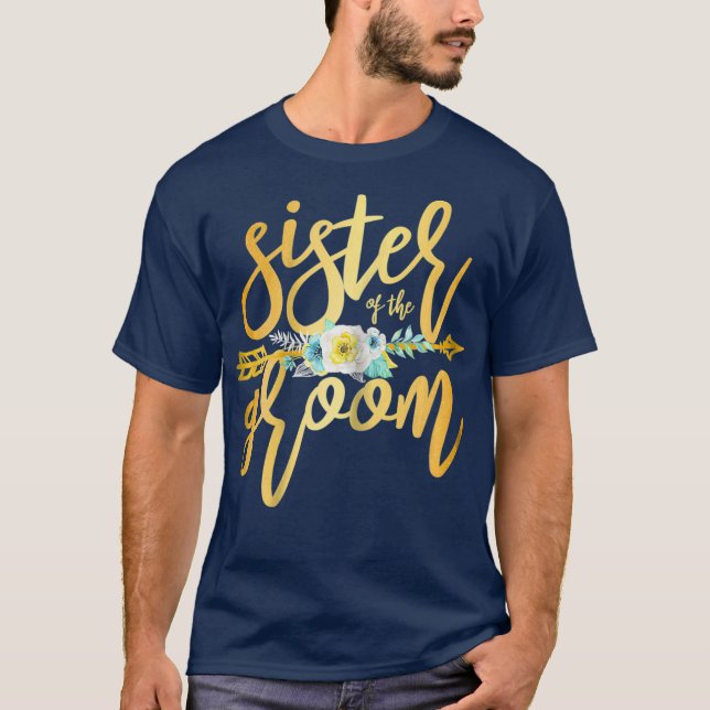 Camiseta Irmã do Noivo Roupas Recém-Casados Casamento (Frente)