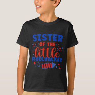 Camiseta Irmã Do Pequeno Fogos De Artifício Quatro De Julho