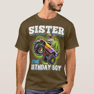 Camiseta Irmã Do Rapaz De Aniversário Monstro Do Dinossauro
