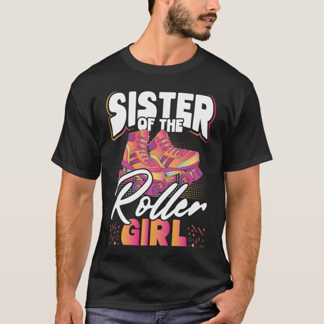 Camiseta Irmã Do Roller Girl Backprint Roller Skating (Frente)