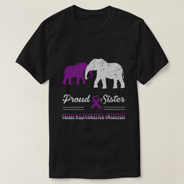 Camiseta Irmã Elefante de Conscientização da Malformação de (Frente do Design)
