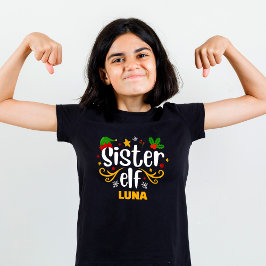 Camiseta Irmã Elfa Tipografia Diversão Família Corresponden