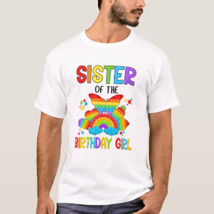 Camiseta Irmã Engraçada Da Garota De Aniversário Pop Din