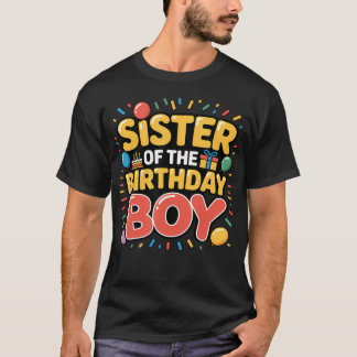 Camiseta Irmã Engraçada Do Menino Do Aniversário Família Co