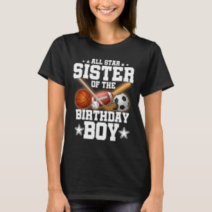 Camiseta Irmã Estrela do Menino do Aniversário Sketll Futeb