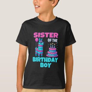 Camiseta Irmã Festa de Aniversário do Menino Llama Pinata F
