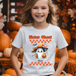 Camiseta Irmã Ghost Personalizado Nome Halloween Presente