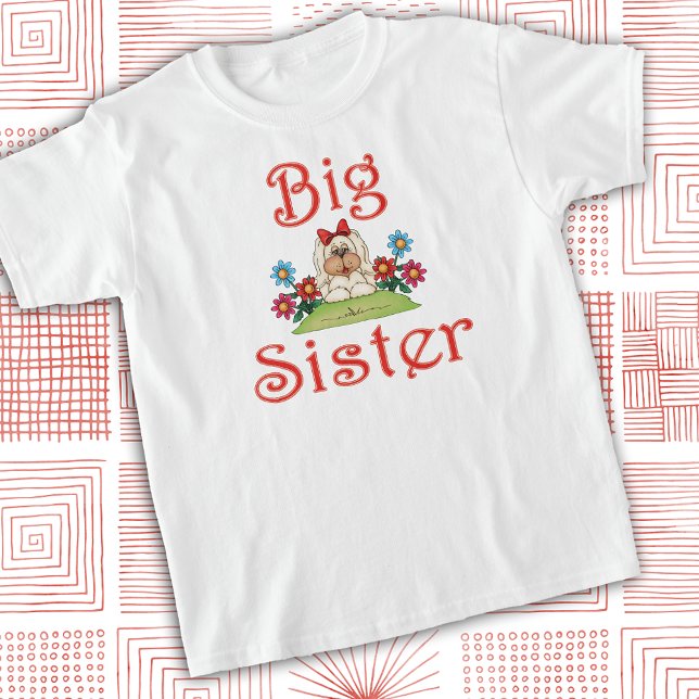 Camiseta Irmã Grande Cachorro Branco Fluffy Cachorro Branco (Criador carregado)