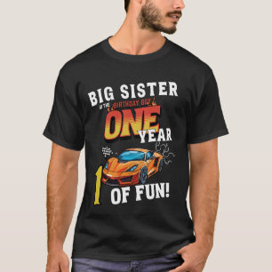 Camiseta Irmã Grande Da Corrida De Um Ano De Aniversário