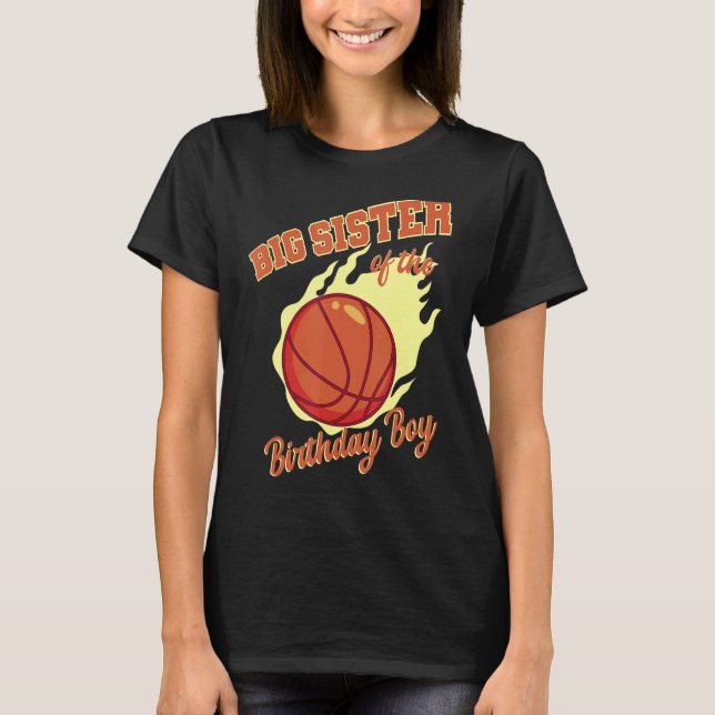 Camiseta Irmã Grande Da Família B De Basquete Birthday Boy (Frente)