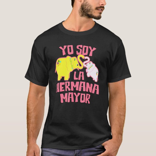 Camiseta Irmã Grande Espanhola Hermana Prefeito Cute Elepha (Frente)