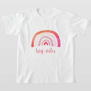 Camiseta Irmã Grande Personalizada Boho Rainbow