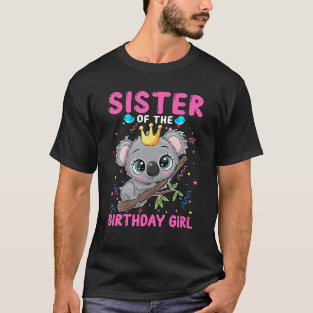 Camiseta Irmã Koala Da Garota De Aniversário Koala Theme Fa (Frente)