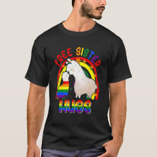 Camiseta Irmã Livre Abraça Dois Llamas Orgulhosos Lgbt Fam