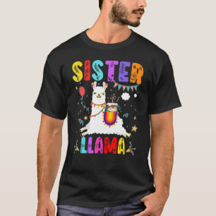 Camiseta Irmã Llama Birthday Llama Alpaca Família Tema B