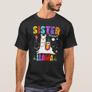 Camiseta Irmã Llama Birthday Llama Alpaca Família Tema B