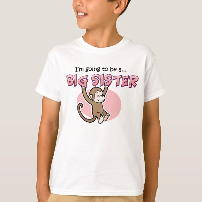 Camiseta Irmã mais velha a ser macaco (Frente)