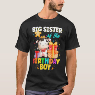 Camiseta Irmã Mais Velha Do Menino Do Aniversário Vacas Ani