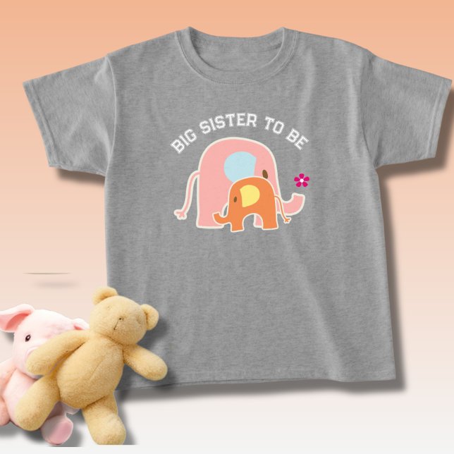 Camiseta Irmã Mais Velha Para Ser Elefante Rosa  (Criador carregado)