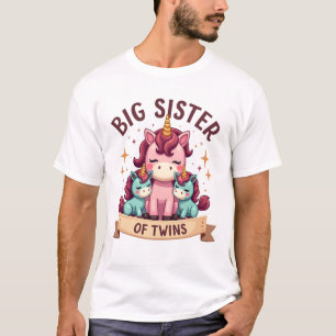 Camiseta Irmã Mais Velha Vintage de Gêmeas Unicórnio Irmand