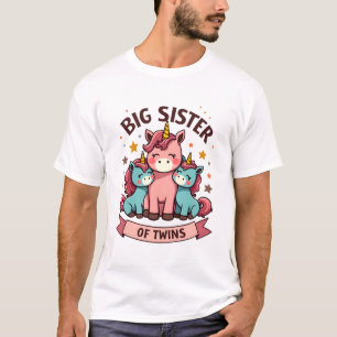 Camiseta Irmã Mais Velha Vintage de Gêmeas Unicórnio Irmand