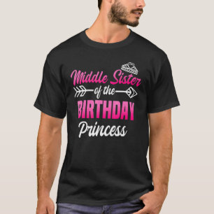 Camiseta Irmã Média do aniversário da festa da Princesa