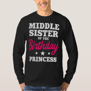 Camiseta Irmã Média do aniversário da festa da Princesa