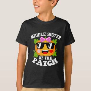 Camiseta Irmã Média Pumpkin Do Hallowee Engraçado Do Patch