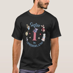 Camiseta Irmã Na Onderland primeiro aniversario Girl Tea P