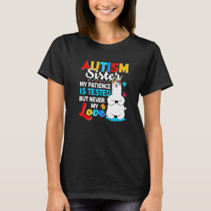 Camiseta Irmã Orgulhosa do Autismo Llama Puzzle Dia da Irmã