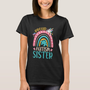 Camiseta Irmã Orgulhosa do Autismo Unicórnio Arco-íris Puzz