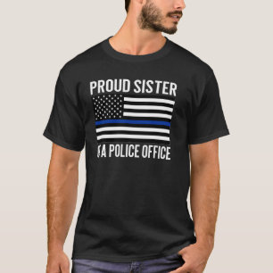 Camiseta Irmã Orgulhosa do Policial Blue Thin American