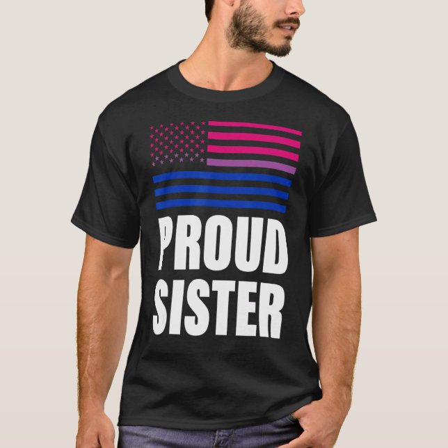 Camiseta Irmã Orgulhosa Flag Bisexual Lgbt Orgulho gay (Frente)