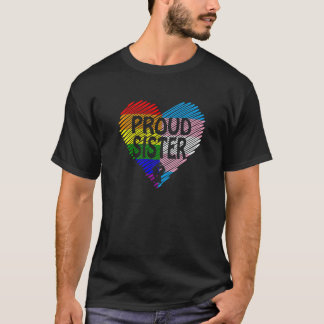 Camiseta Irmã Orgulhosa Lgbt Com Arco-Íris E Fla Transgêner