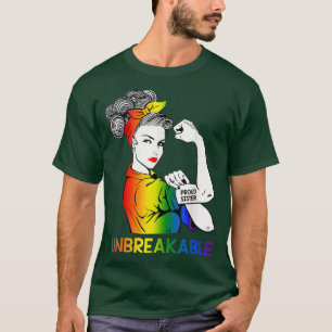 Camiseta Irmã Orgulhosa Lgbt Forte Mulher Arco-Íris Insepar