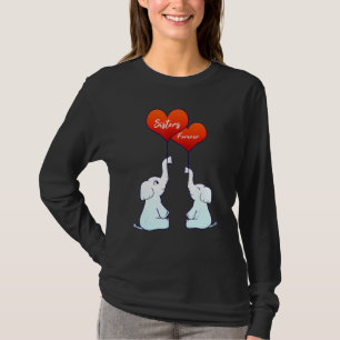 Camiseta Irmã para sempre Elefantes Heart Lov