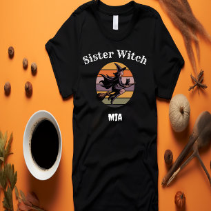 Camiseta Irmã Personalizada Bruxa Retrora Mulheres no Dia d