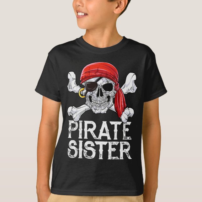 Camiseta Irmã Pirata Jolly Roger Flag Skull & Crossbones (Frente)