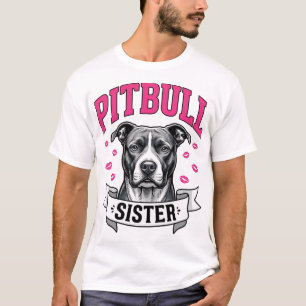 Camiseta Irmã Pitbull Design Vetorial de Amante de Cachorro