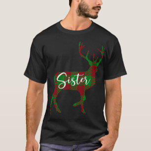 Camiseta Irmã Reindeer Xadrez Pajama Correspondendo Ao Nata