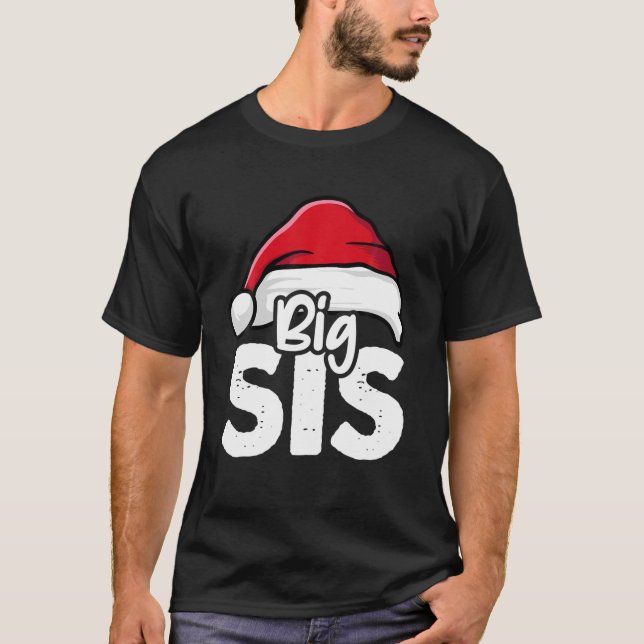 Camiseta Irmã Santa Hat Raparigas X-M, Irmã de Natal mais v (Frente)