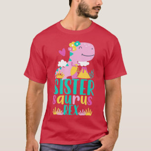 Camiseta Irmã Saurus Rex Dinosaur Dino Design para Crianças