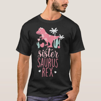 Camiseta Irmã Saurus Rex Dinossaur Kids